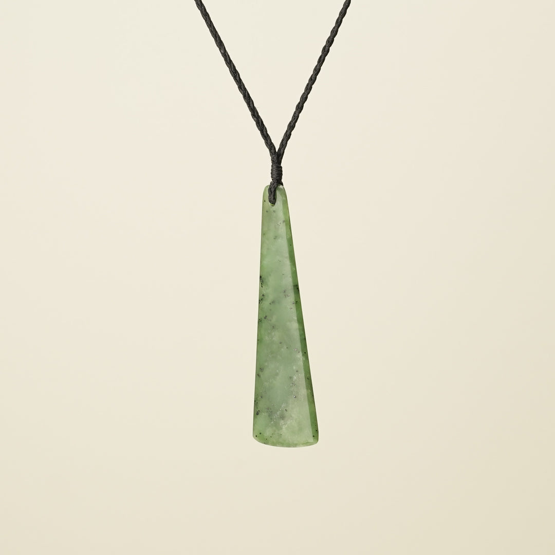 Toki Medium Pounamu Pendant, Black Binding