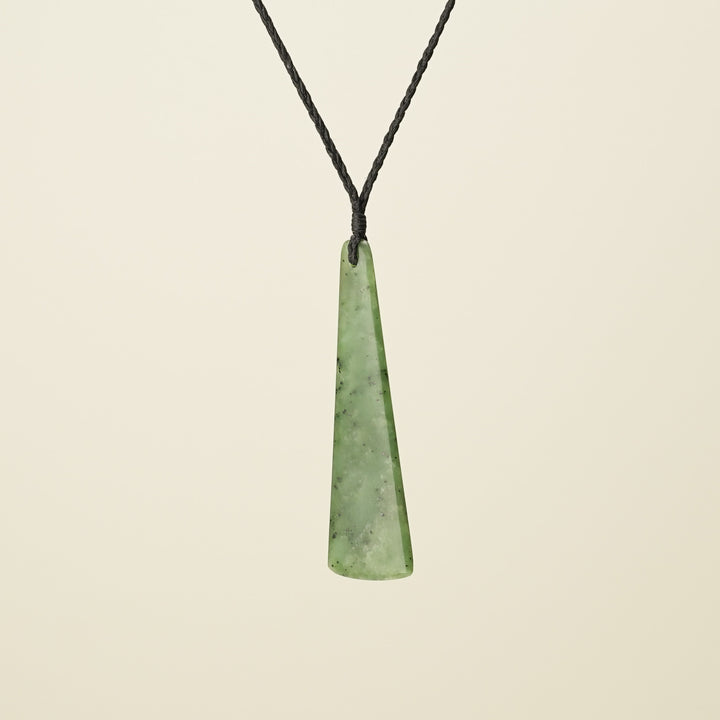 Toki Medium Pounamu Pendant, Black Binding