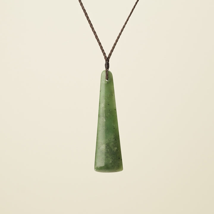 Toki Medium Pounamu Pendant, Brown Binding
