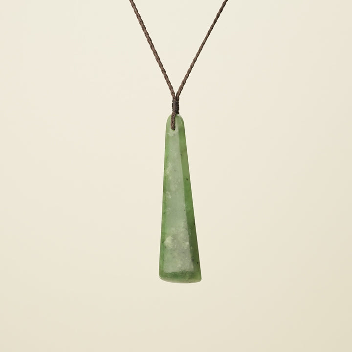 Toki Medium Pounamu Pendant, Brown Binding