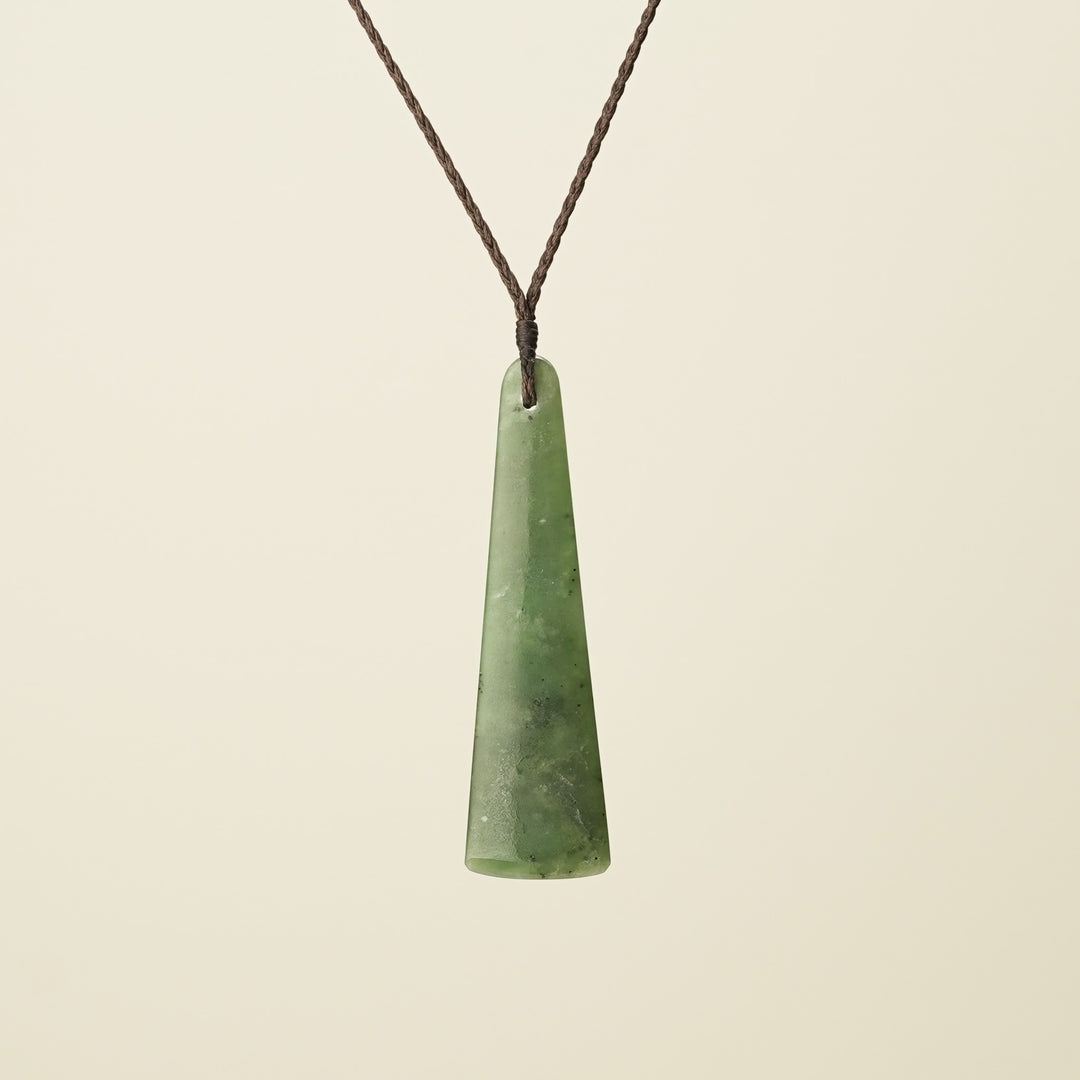 Toki Medium Pounamu Pendant, Brown Binding