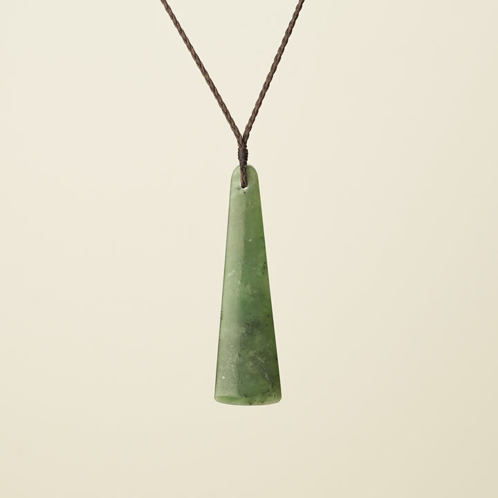 Toki Medium Pounamu Pendant, Brown Binding