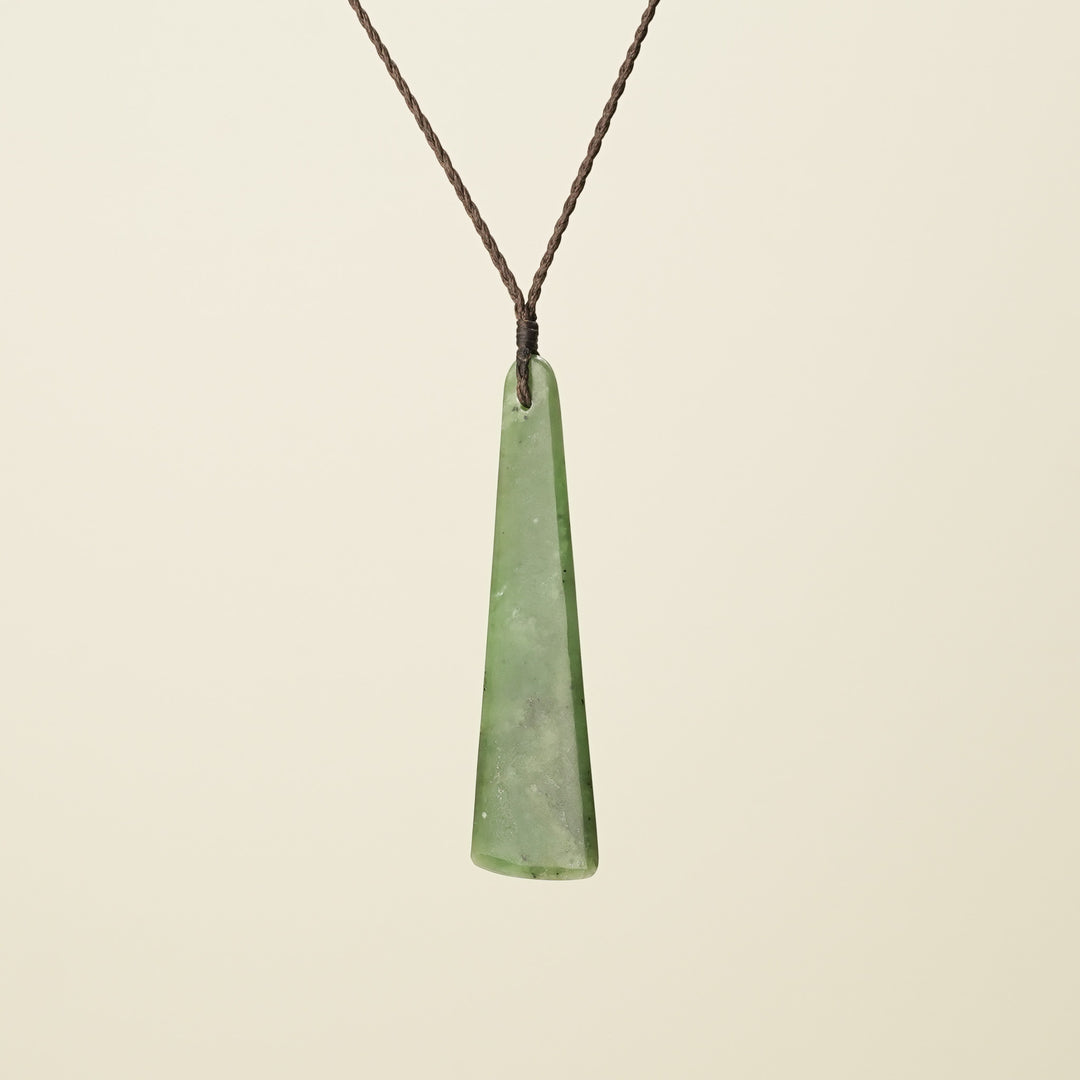 Toki Medium Pounamu Pendant, Brown Binding