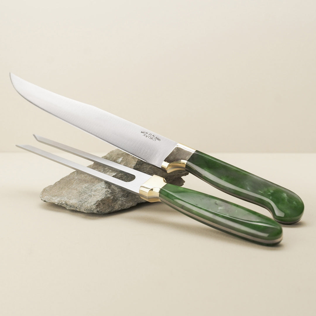 Pounamu Carving Knife & Fork Set Carbon Steel