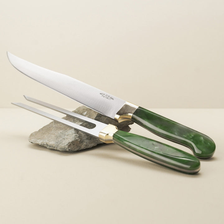 Pounamu Carving Knife & Fork Set Carbon Steel
