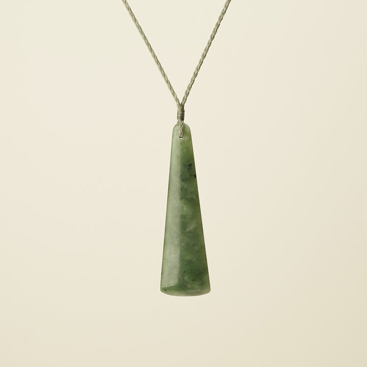 Toki Medium Pounamu Pendant, Khaki Binding