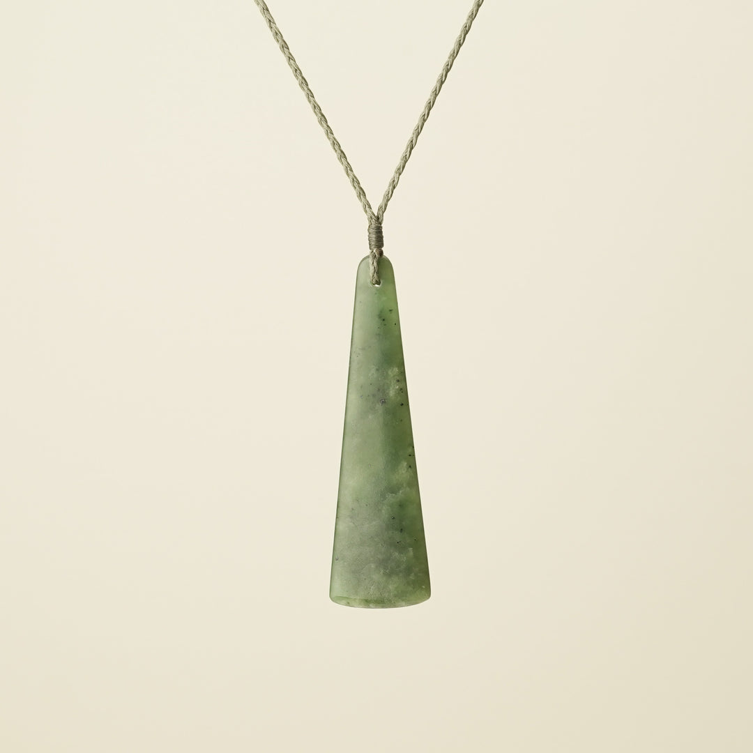 Toki Medium Pounamu Pendant, Khaki Binding