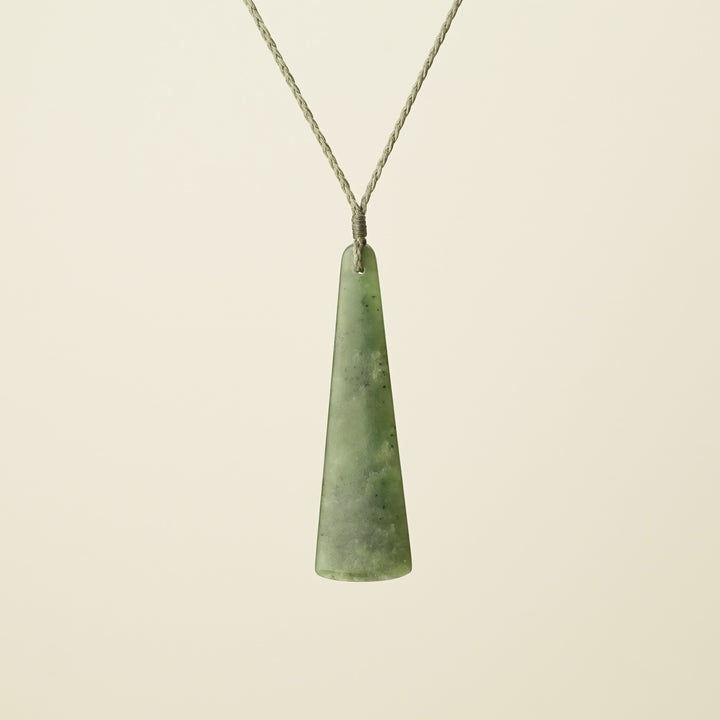 Toki Medium Pounamu Pendant, Khaki Binding