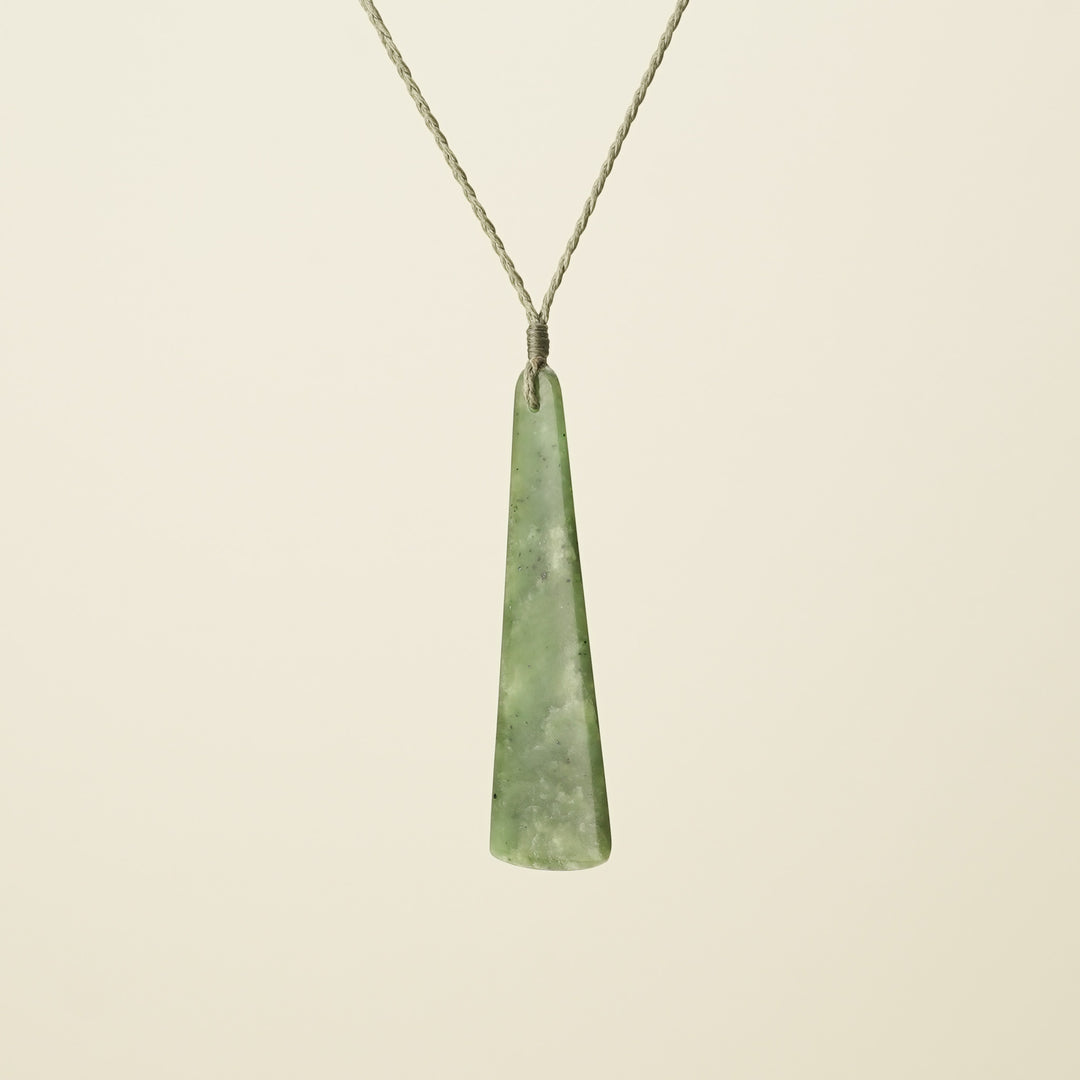 Toki Medium Pounamu Pendant, Khaki Binding