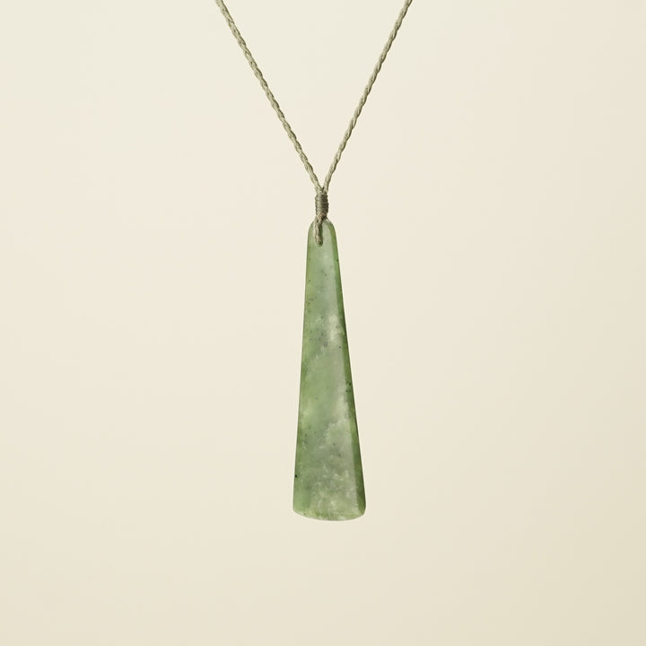 Toki Medium Pounamu Pendant, Khaki Binding