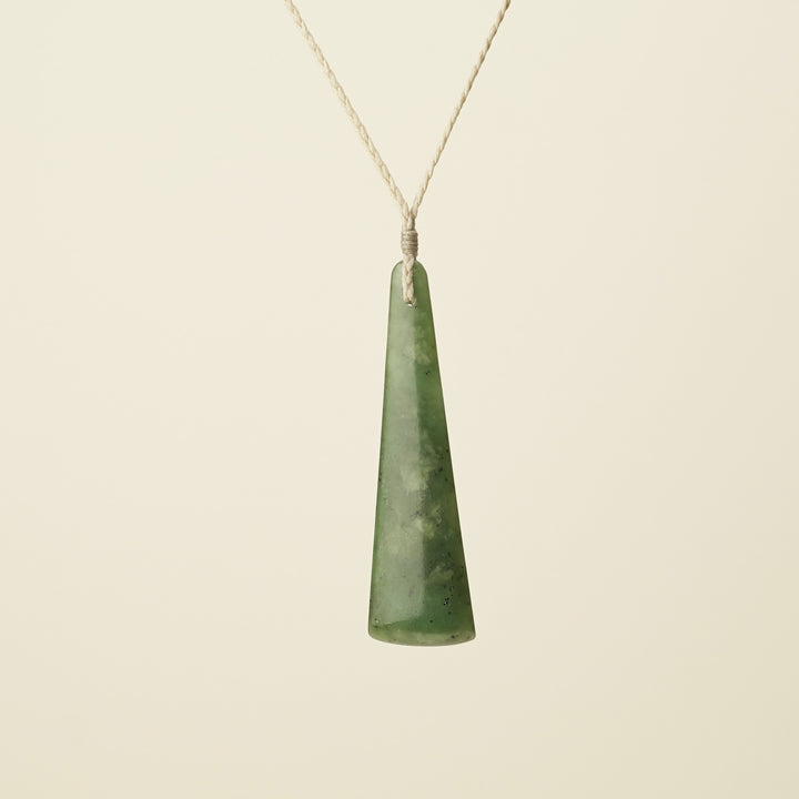 Toki Medium Pounamu Pendant, Tan Binding