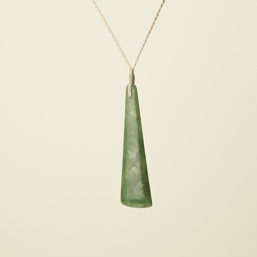 Toki Medium Pounamu Pendant, Tan Binding