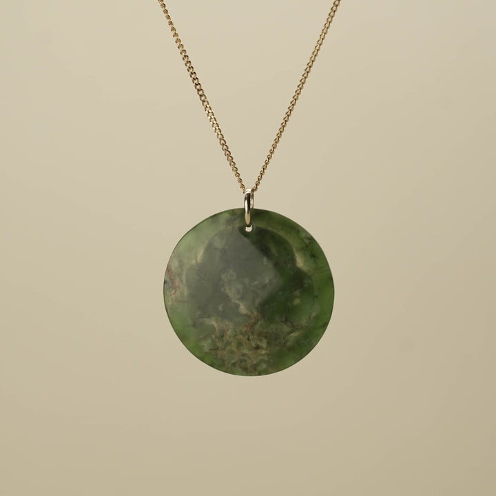 Flower Pounamu Wheke Octopus Pendant with 9K Gold Diamond Bail