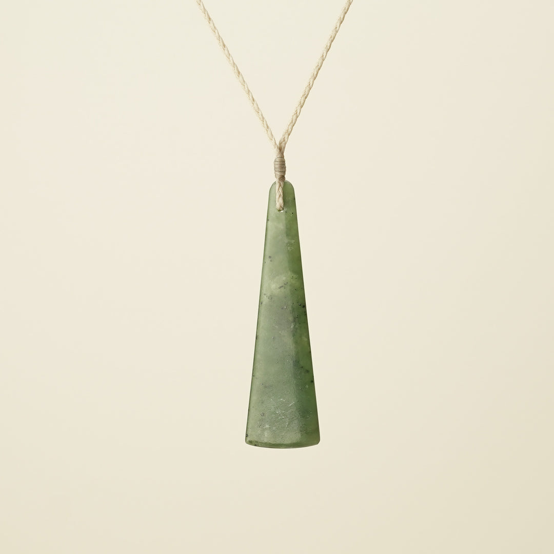Toki Medium Pounamu Pendant, Tan Binding