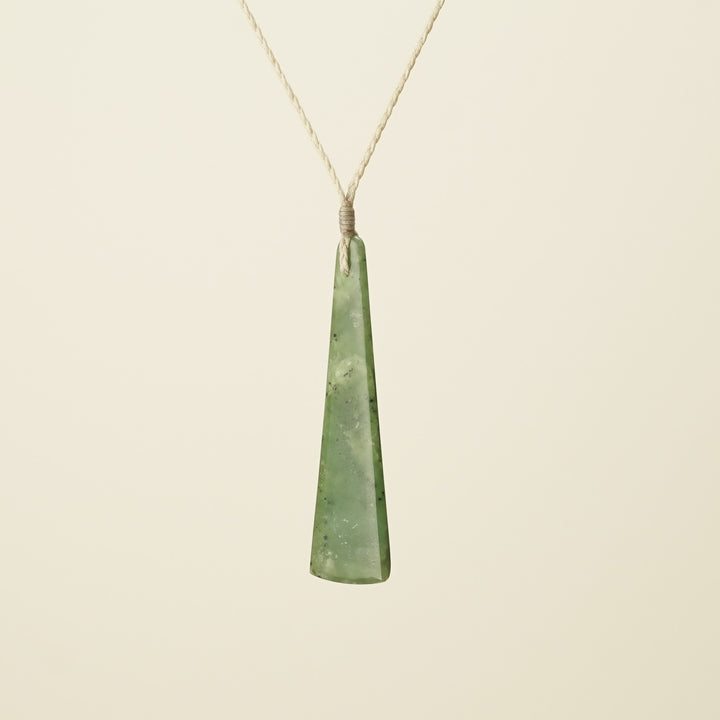 Toki Medium Pounamu Pendant, Tan Binding