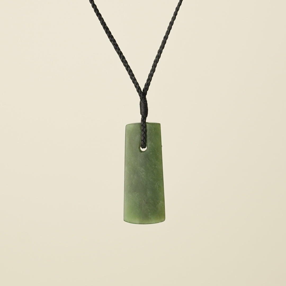 Toki Kawakawa Small Pounamu Pendant, Black Binding