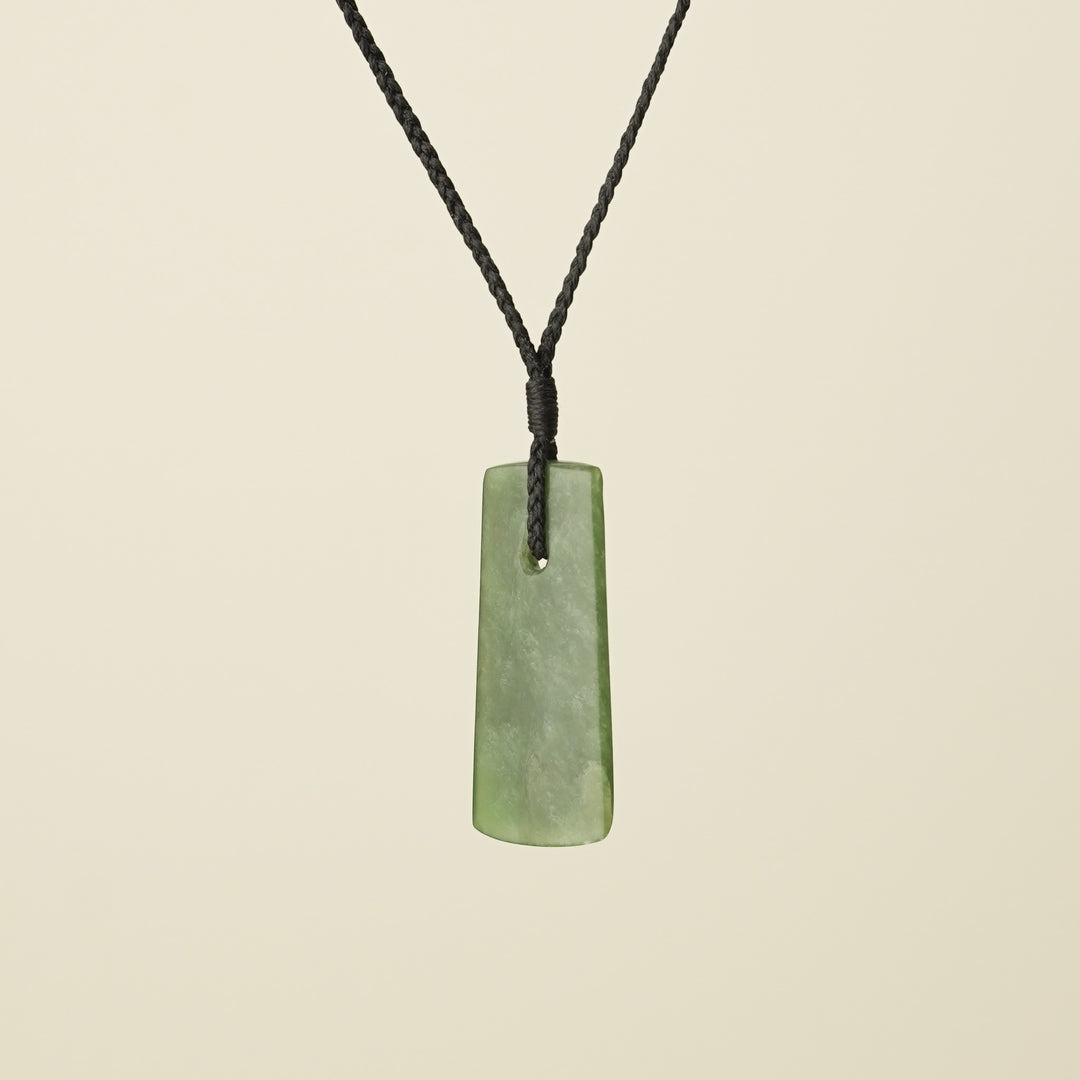 Toki Kawakawa Small Pounamu Pendant, Black Binding