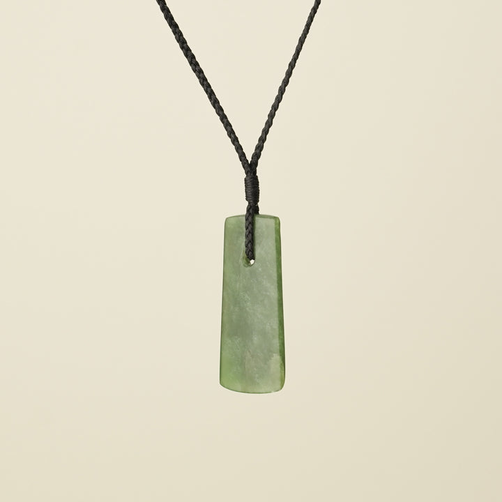 Toki Kawakawa Small Pounamu Pendant, Black Binding