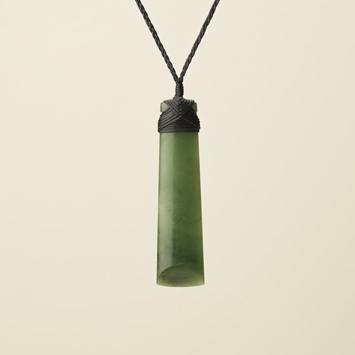Toki Kahurangi Pounamu Large Pendant, Black Binding