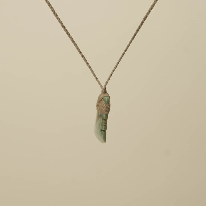 Notched Inanga Small Toki Pounamu Pendant, Tan Binding