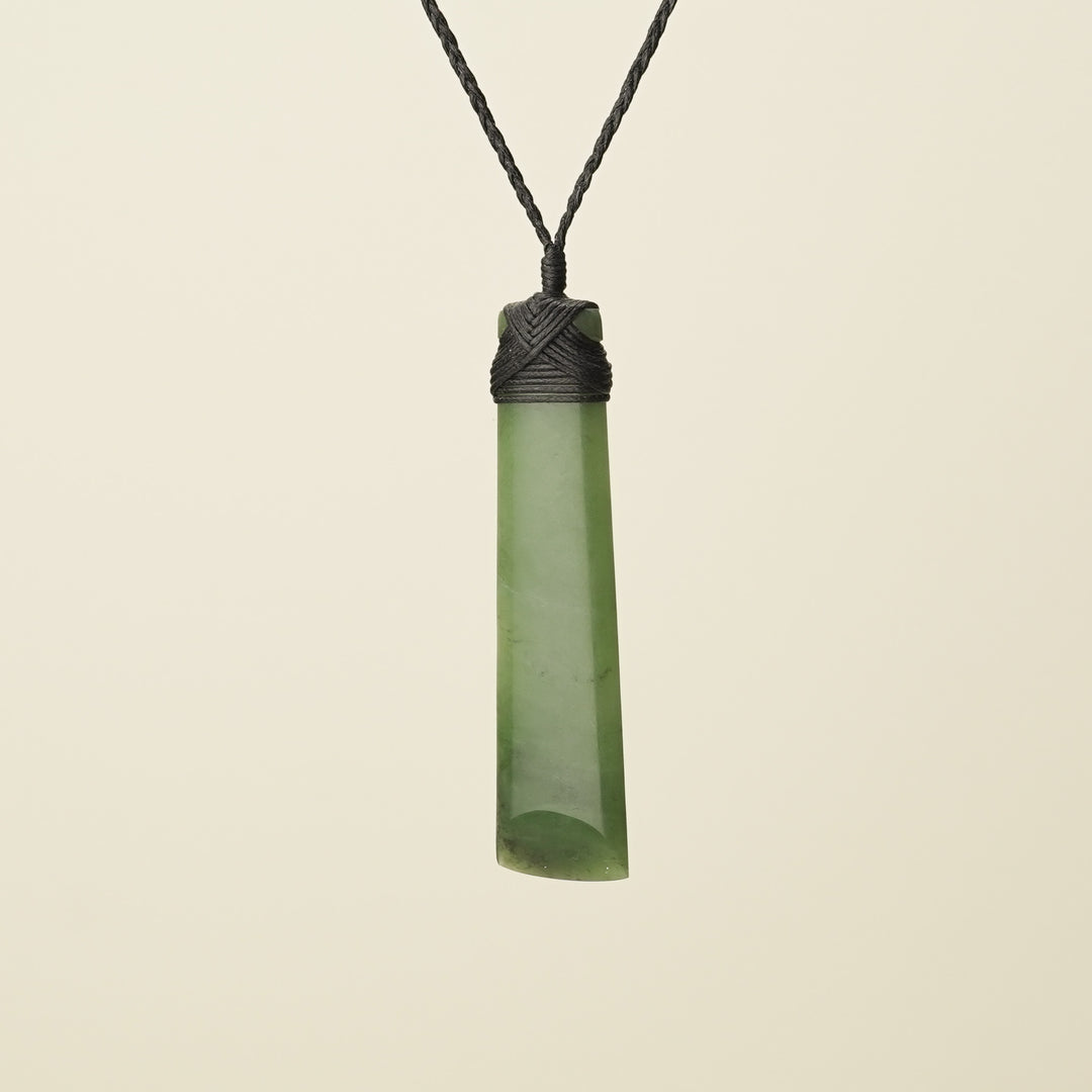 Toki Kahurangi Pounamu Large Pendant, Black Binding
