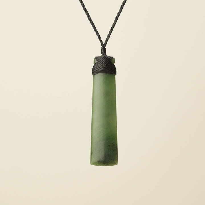Toki Kahurangi Pounamu Large Pendant, Black Binding