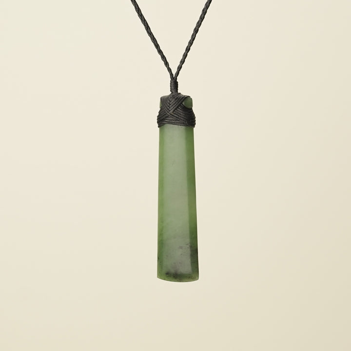 Toki Kahurangi Pounamu Large Pendant, Black Binding
