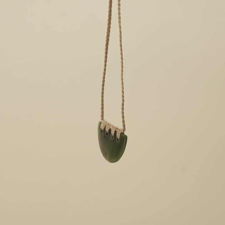 Hapopo Small Kōuma Breastplate Pounamu Pendant, Tan Binding