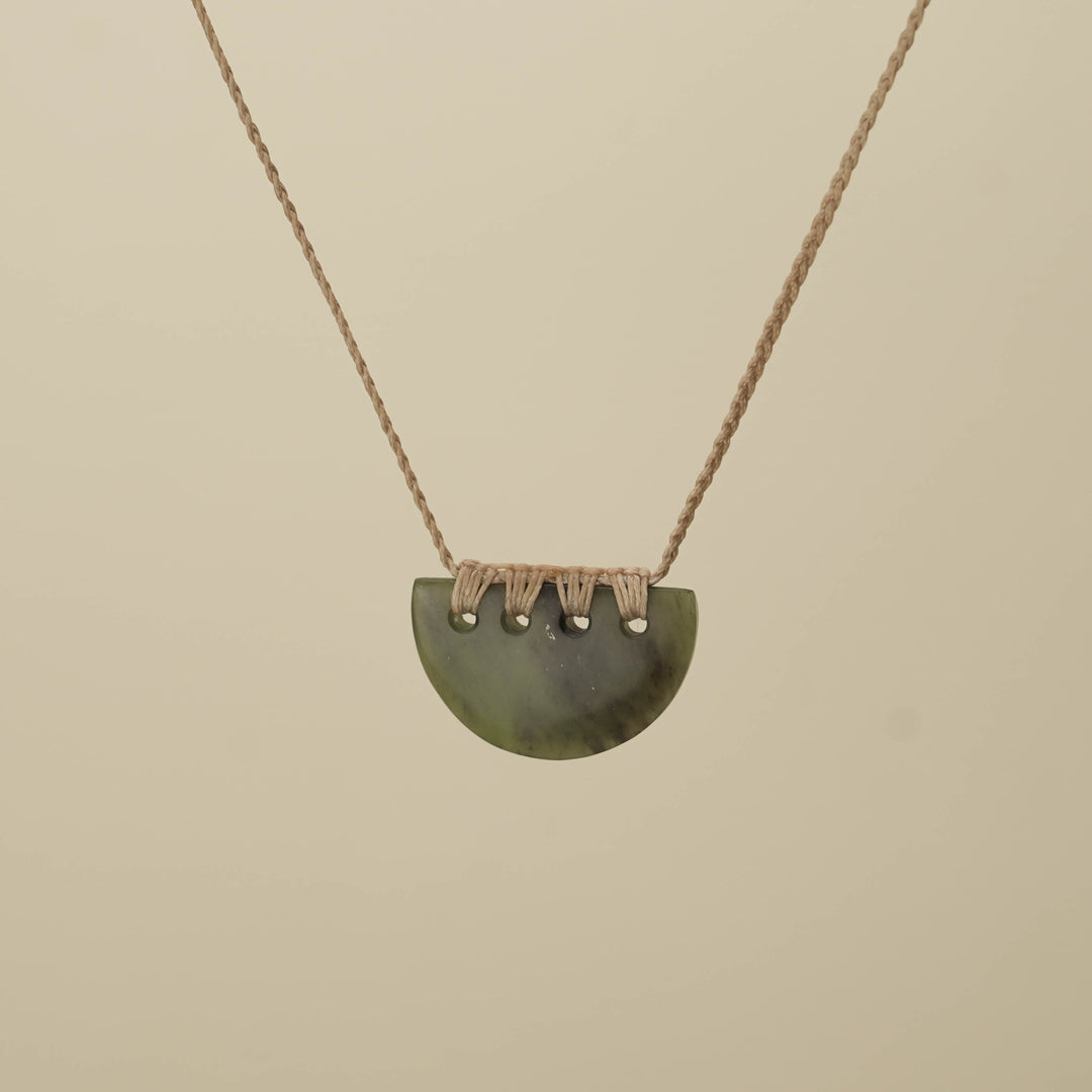 Hapopo Small Kōuma Breastplate Pounamu Pendant, Tan Binding