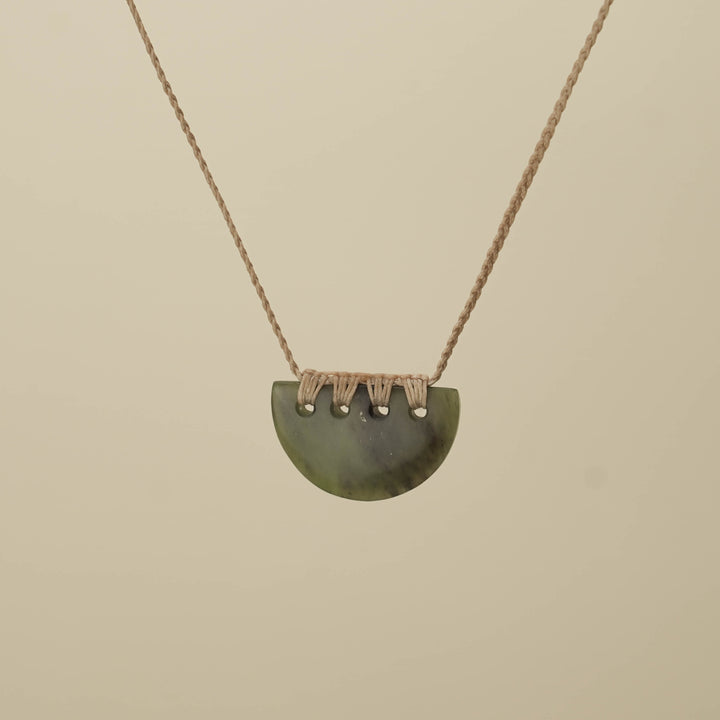 Hapopo Small Kōuma Breastplate Pounamu Pendant, Tan Binding