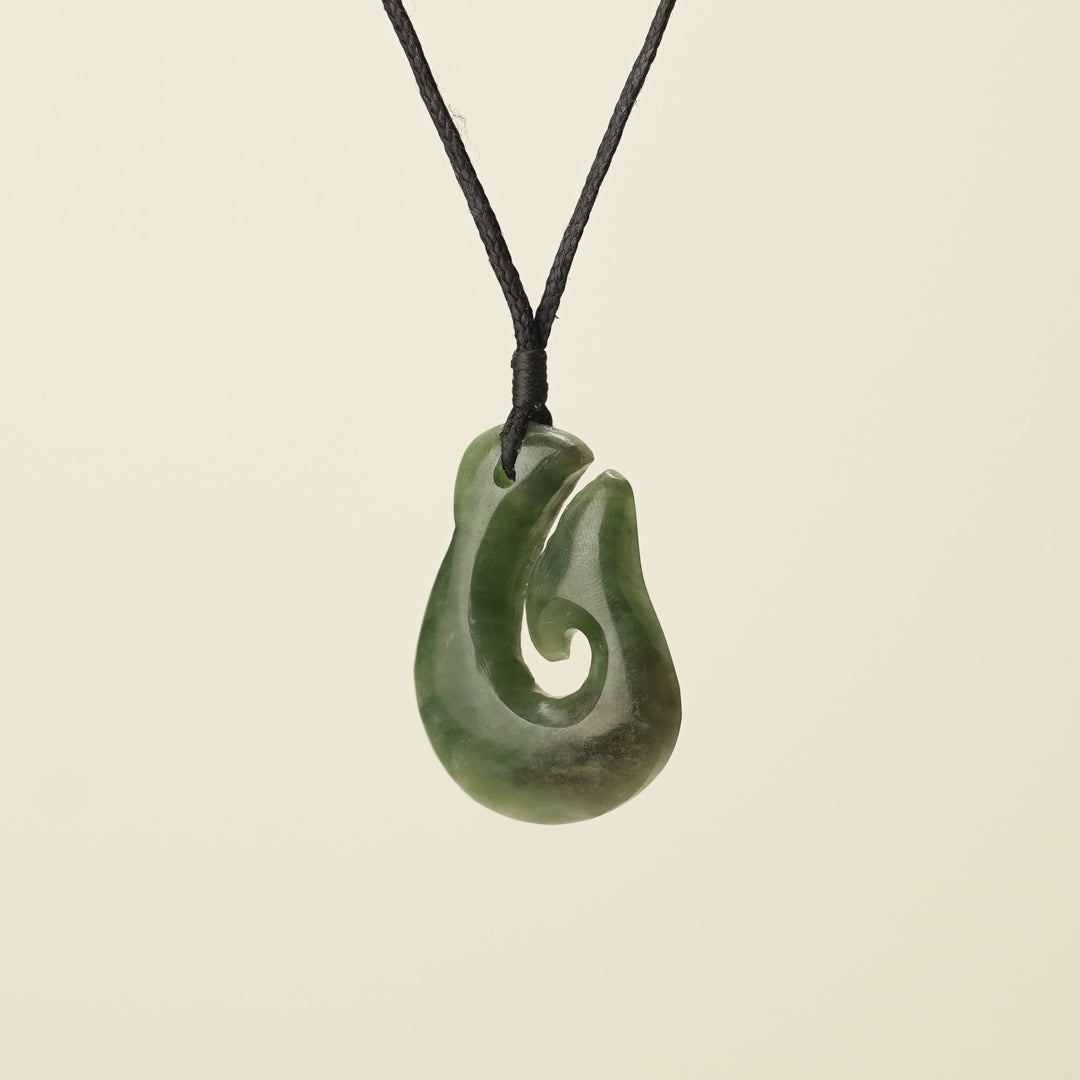 Hei Matau Whale Tail Medium Pounamu Pendant