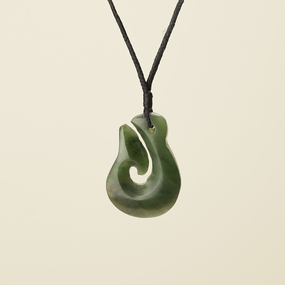 Hei Matau Whale Tail Medium Pounamu Pendant