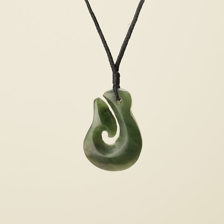 Hei Matau Whale Tail Medium Pounamu Pendant