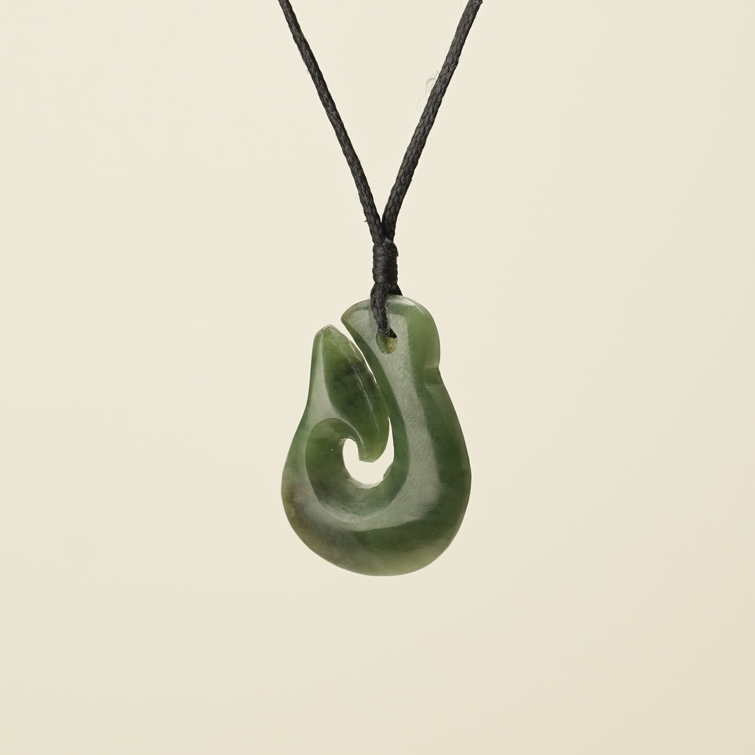 Hei Matau Whale Tail Medium Pounamu Pendant