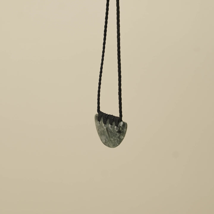 Kōuma Breastplate Inanga Small Pounamu Pendant, Black Binding