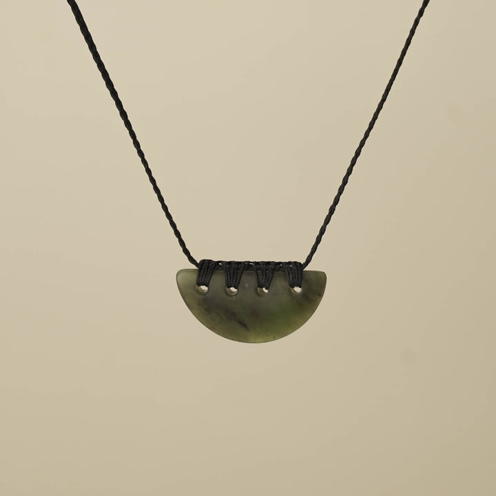 Kōuma Breastplate Hapopo Small Pounamu Pendant, Black Binding