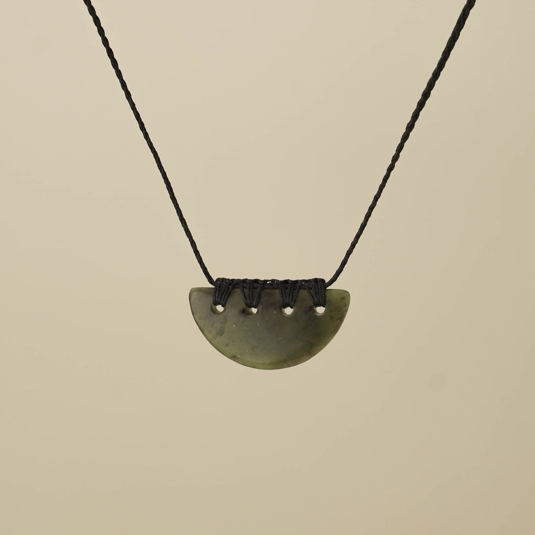 Kōuma Breastplate Hapopo Small Pounamu Pendant, Black Binding