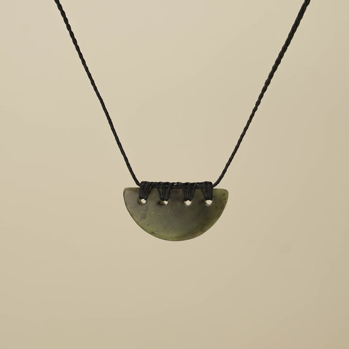 Kōuma Breastplate Hapopo Small Pounamu Pendant, Black Binding