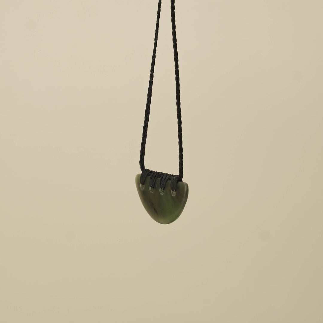 Kōuma Breastplate Hapopo Small Pounamu Pendant, Black Binding
