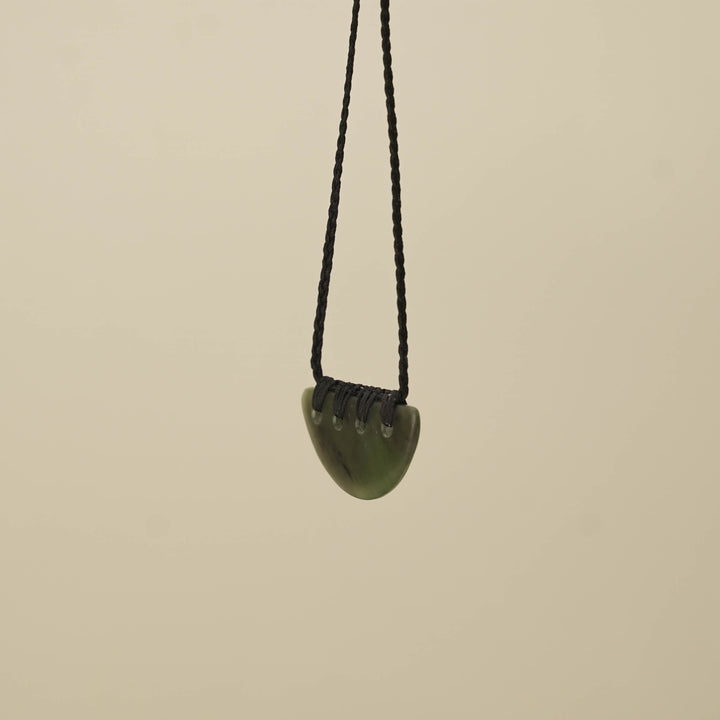 Kōuma Breastplate Hapopo Small Pounamu Pendant, Black Binding