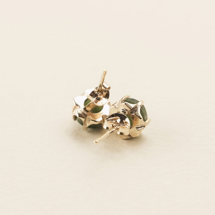 Kawakawa Pounamu 9ct Gold Stud Earrings