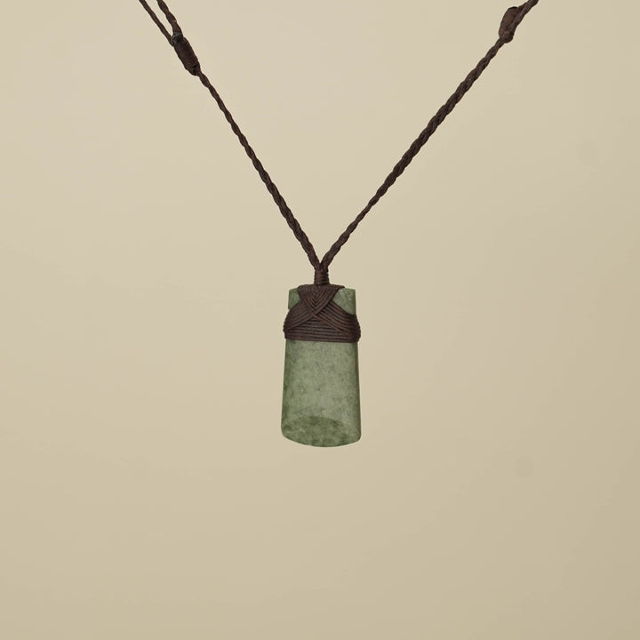 Toki Inanga Pounamu Small Pendant, Brown Binding