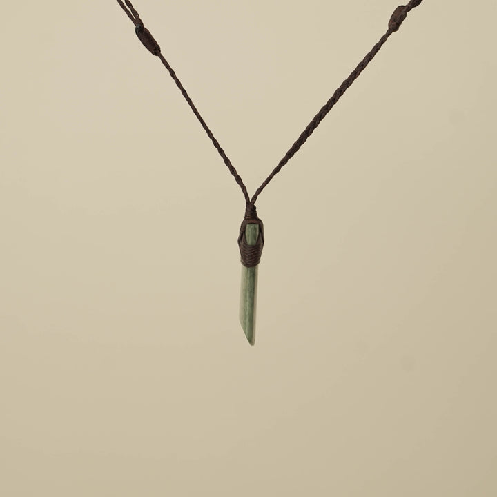 Toki Inanga Pounamu Small Pendant, Brown Binding