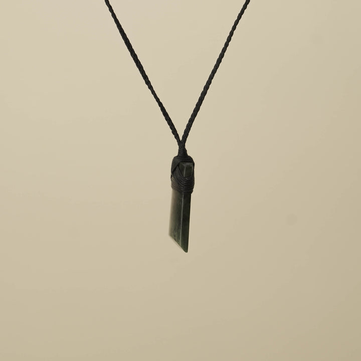 Toki Kawakawa Pounamu Small Pendant, Black Binding
