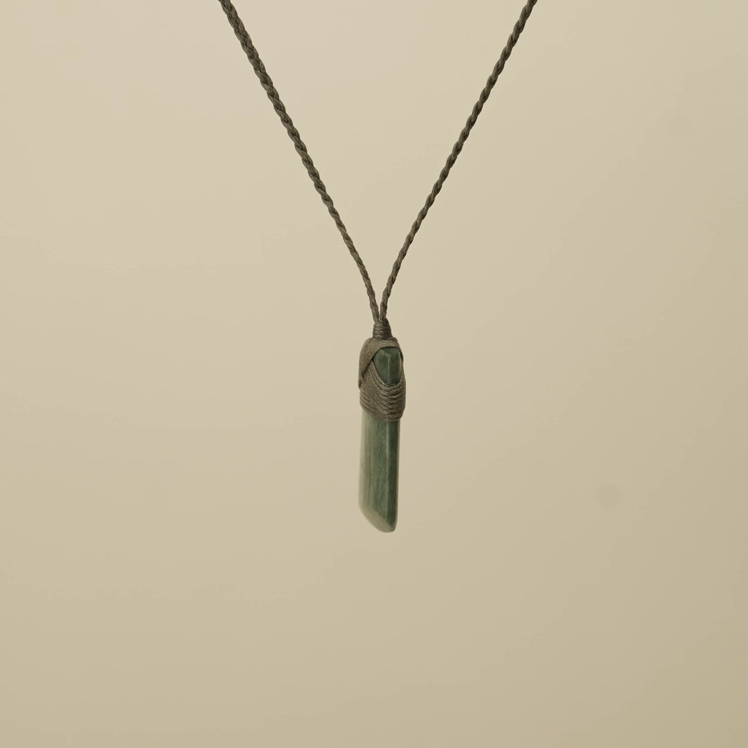 Toki Inanga Small Pounamu Pendant, Khaki Binding