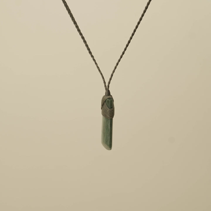 Toki Inanga Small Pounamu Pendant, Khaki Binding