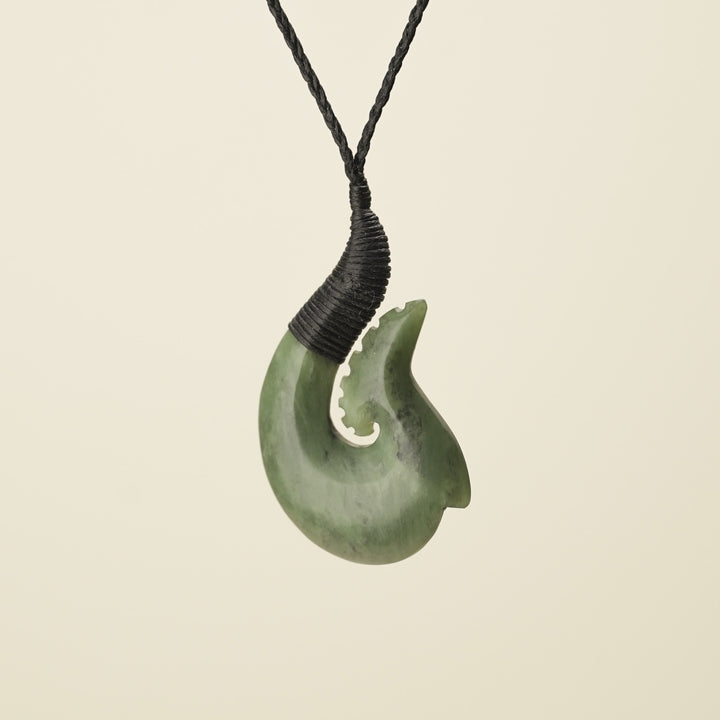 Hei Matau Whakarei Carved Large Pounamu Pendant