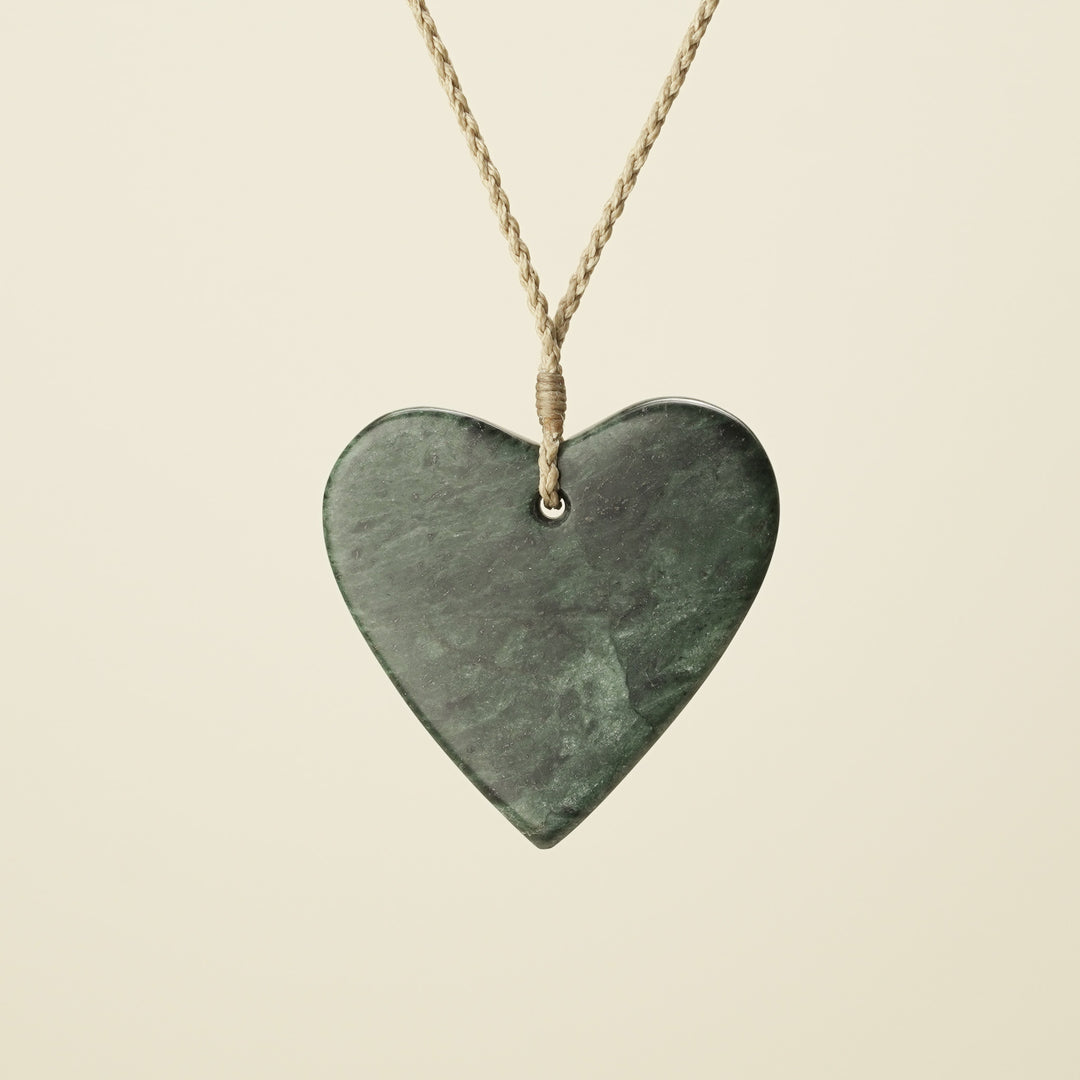 Manawa Heart Kawakawa XL Pounamu Pendant