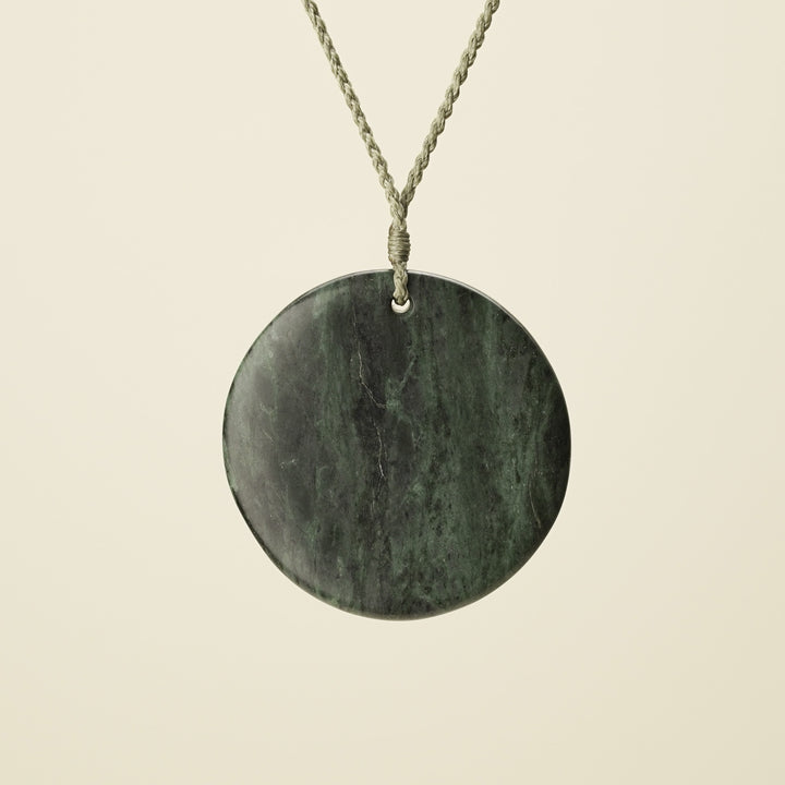 Porowhita Rā/Sun XL Pounamu Pendant, Khaki Binding