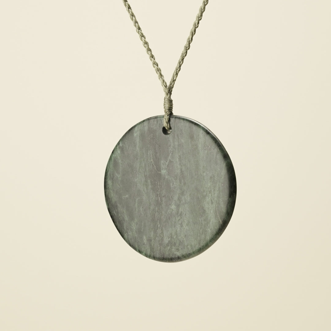Porowhita Rā/Sun XL Pounamu Pendant, Khaki Binding